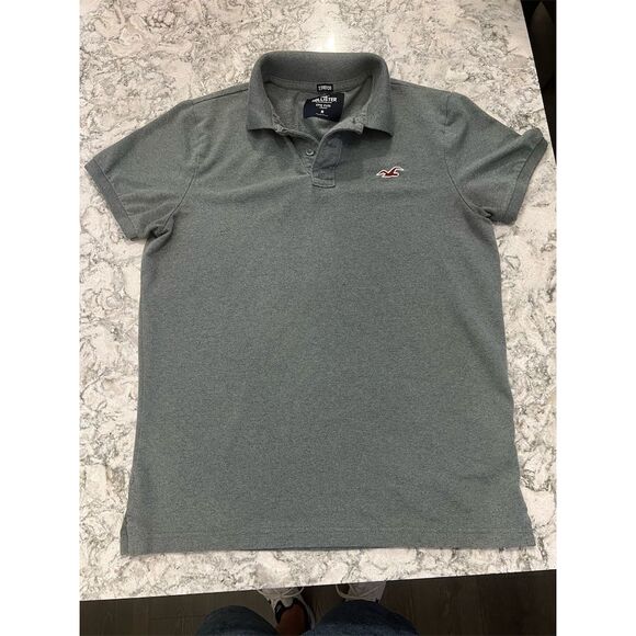 Hollister Men's Epic Flex Stretch Polo Shirt Heather Grey Size M - Picture 1 of 3